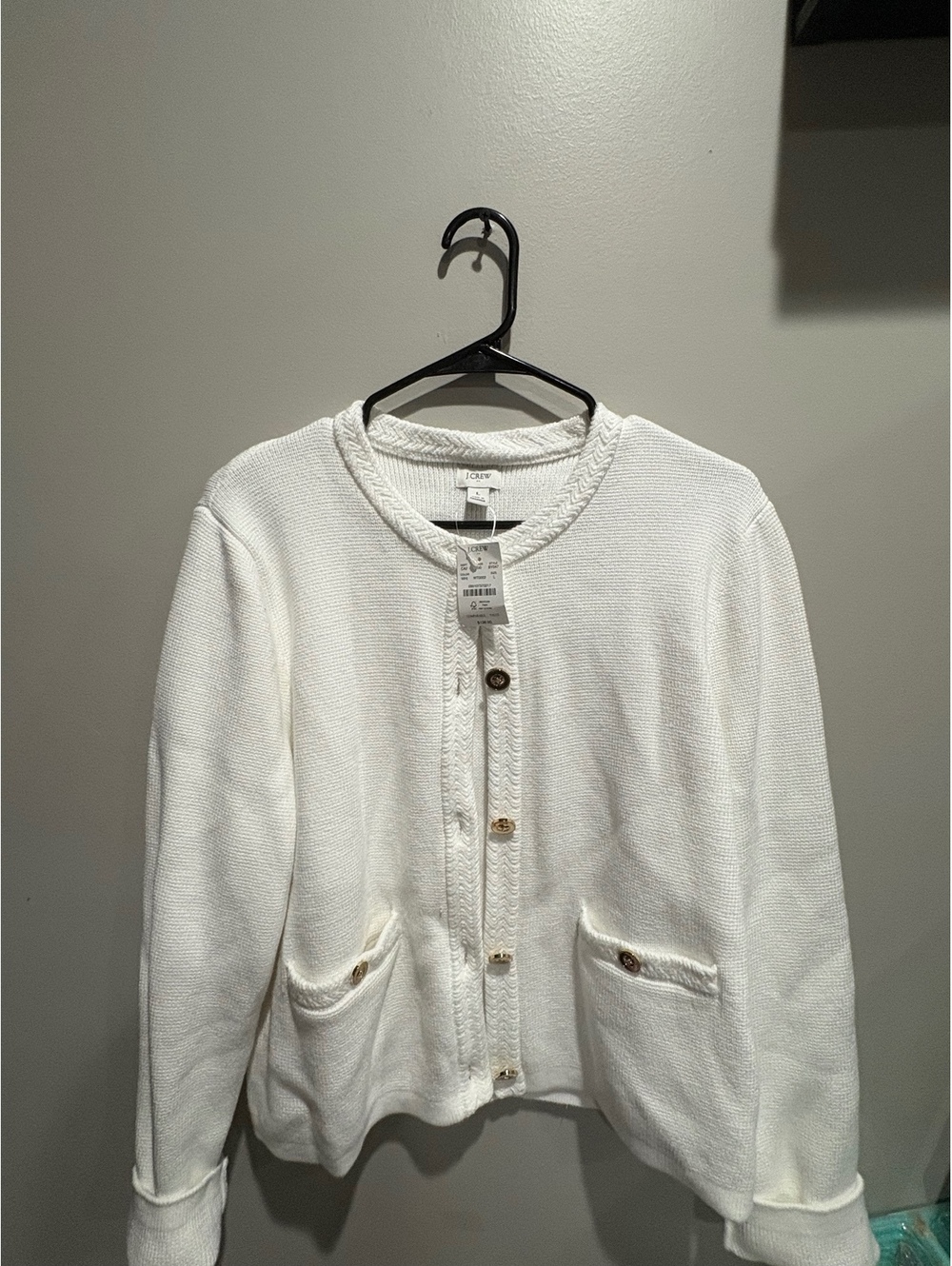 J.Crew white knit cardigan sweater size L